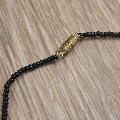 Native American Black Bead Bird Fetish Necklace