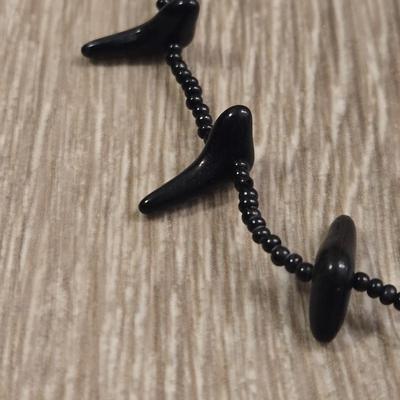 Native American Black Bead Bird Fetish Necklace