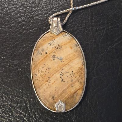 Sterling Silver Necklace with a Jasper Pendant
