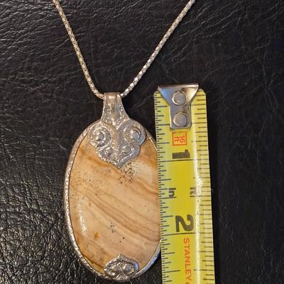 Sterling Silver Necklace with a Jasper Pendant