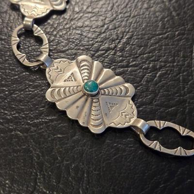 Native American Sterling Silver Turquoise Necklace, Bracelet, & Earrings Set