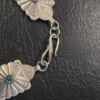 Native American Sterling Silver Turquoise Necklace, Bracelet, & Earrings Set