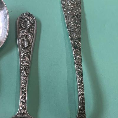 Sterling Repousse Childs Fork & Spoon + Others