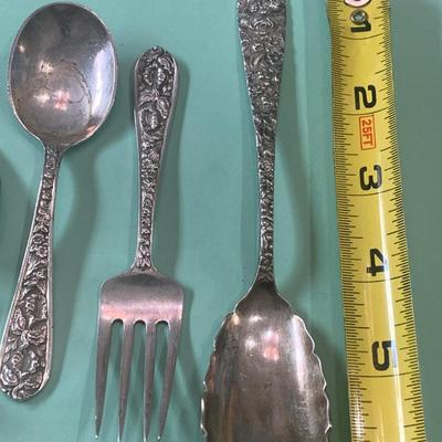 Sterling Repousse Childs Fork & Spoon + Others