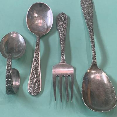 Sterling Repousse Childs Fork & Spoon + Others