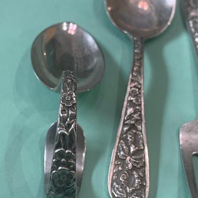 Sterling Repousse Childs Fork & Spoon + Others