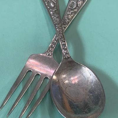 Sterling Repousse Childs Fork & Spoon + Others