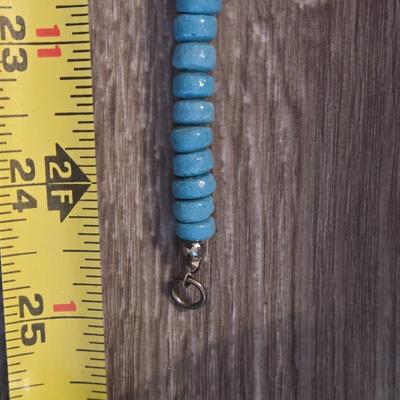 Wood Turquoise Colored Graduated Bead Necklace
