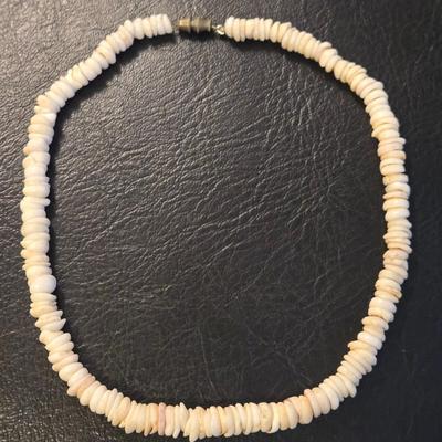 Vintage White, Smooth, Round Shell Bead Necklace