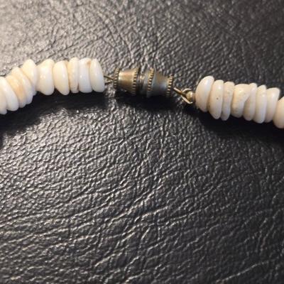 Vintage White, Smooth, Round Shell Bead Necklace