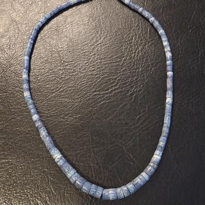 Blue Stone Heishi Bead Graduated Necklace