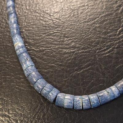Blue Stone Heishi Bead Graduated Necklace