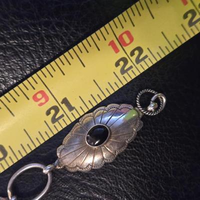 Native American Sterling Silver Concho and Onyx Necklace & Bracelet
