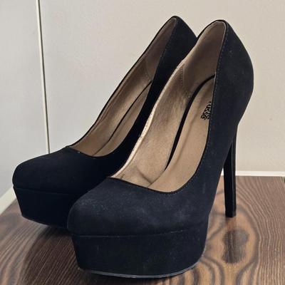 Black Micro Suede Platform High Heels