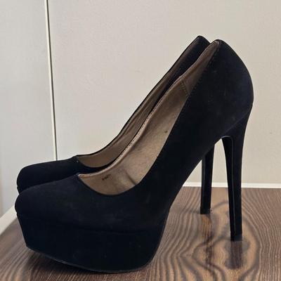Black Micro Suede Platform High Heels