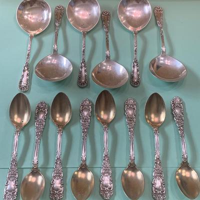 TWO SETS - Miniature Sterling Spoons 6 Soups / 8 Others