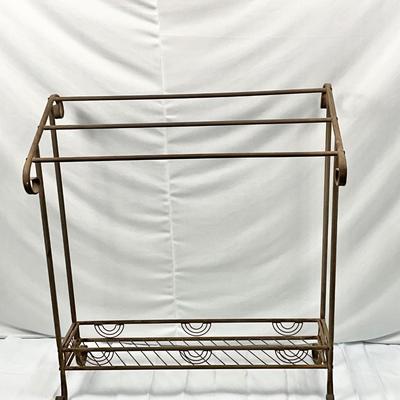 Lot P 671 Vintage Wrought Iron Quilt Rack & Maryland throw