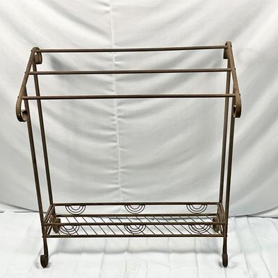 Lot P 671 Vintage Wrought Iron Quilt Rack & Maryland throw