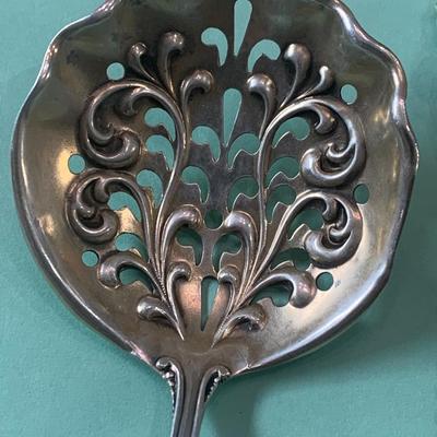 3 Ornate Filigree Sterling Silver Tomato / Sugar / Serving Spoons