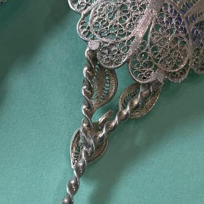 3 Ornate Filigree Sterling Silver Tomato / Sugar / Serving Spoons