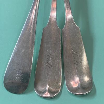 THREE 8” Sterling Silver Serving Spoons Hennegen & Lowe Silversmiths