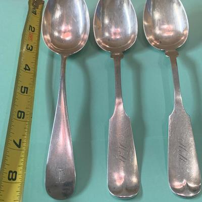 THREE 8” Sterling Silver Serving Spoons Hennegen & Lowe Silversmiths
