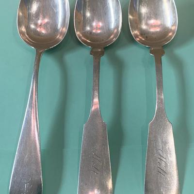 THREE 8” Sterling Silver Serving Spoons Hennegen & Lowe Silversmiths