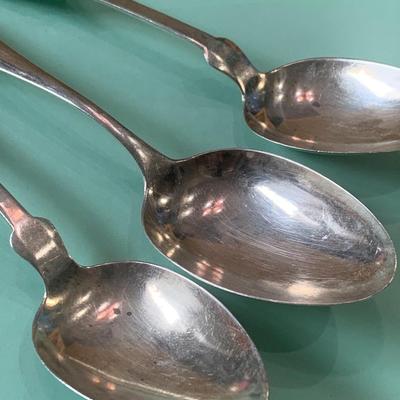 THREE 8” Sterling Silver Serving Spoons Hennegen & Lowe Silversmiths