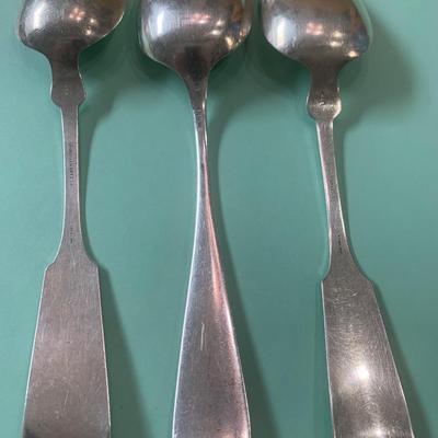 THREE 8” Sterling Silver Serving Spoons Hennegen & Lowe Silversmiths