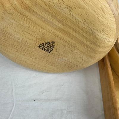 1053 Dansk Wooden Ice Bucket Tray, Cheese Board, Glass Serving Plate