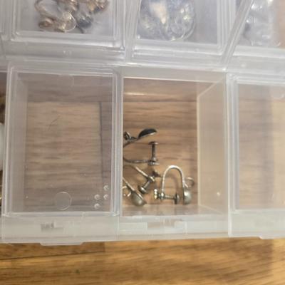 Container of Silver Tone Jewelry Making Items