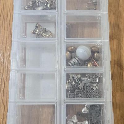 Container of Silver Tone Jewelry Making Items