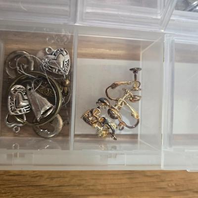 Container of Silver Tone Jewelry Making Items
