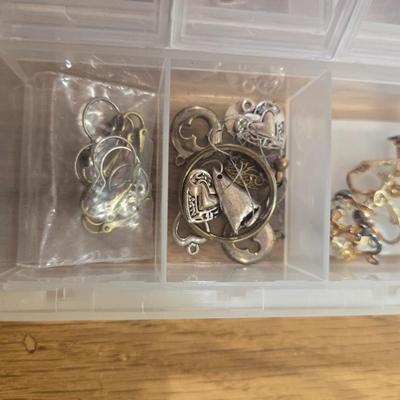 Container of Silver Tone Jewelry Making Items