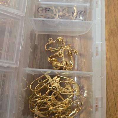 Container of Gold Tone Jewelry Making Items