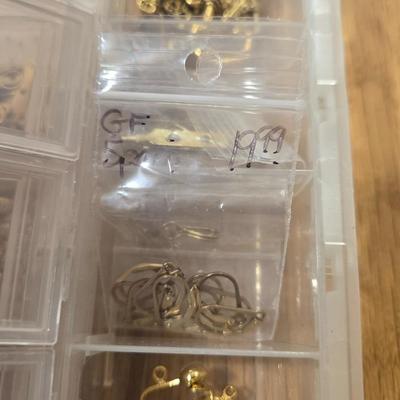Container of Gold Tone Jewelry Making Items
