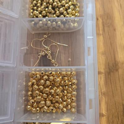 Container of Gold Tone Jewelry Making Items