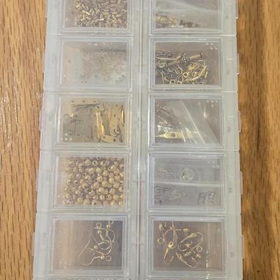 Container of Gold Tone Jewelry Making Items