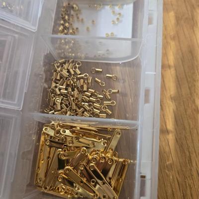 Container of Gold Tone Jewelry Making Items