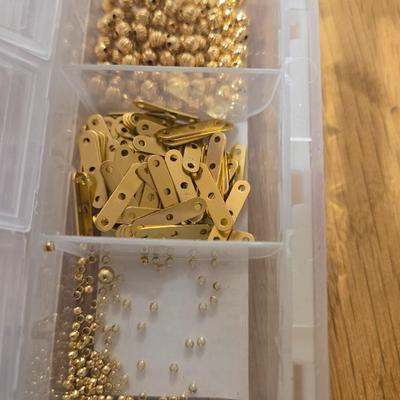 Container of Gold Tone Jewelry Making Items