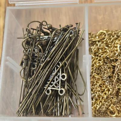 Container of Copper and Gold Tone Jewelry Making Items