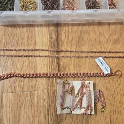 Container of Copper and Gold Tone Jewelry Making Items