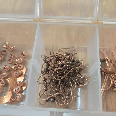 Container of Copper and Gold Tone Jewelry Making Items