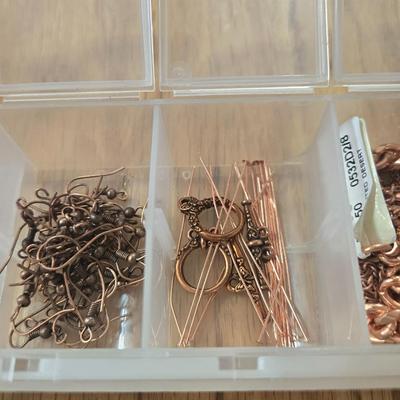 Container of Copper and Gold Tone Jewelry Making Items