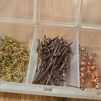 Container of Copper and Gold Tone Jewelry Making Items