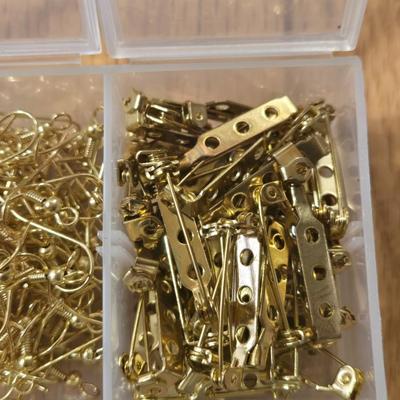 Container of Gold Tone Jewelry Making Items
