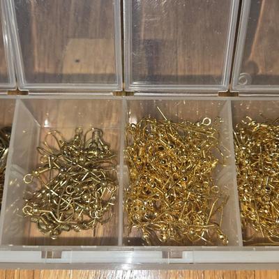 Container of Gold Tone Jewelry Making Items