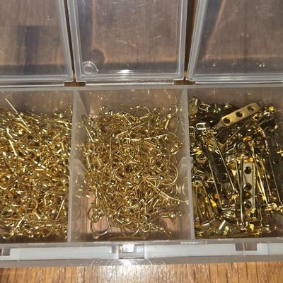 Container of Gold Tone Jewelry Making Items