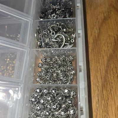 Container with Gold & Silver Tone Jewelry Makings