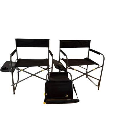 1063 Pair Of Ozark Trail Folding Chairs With Tray & One Stadium Seat